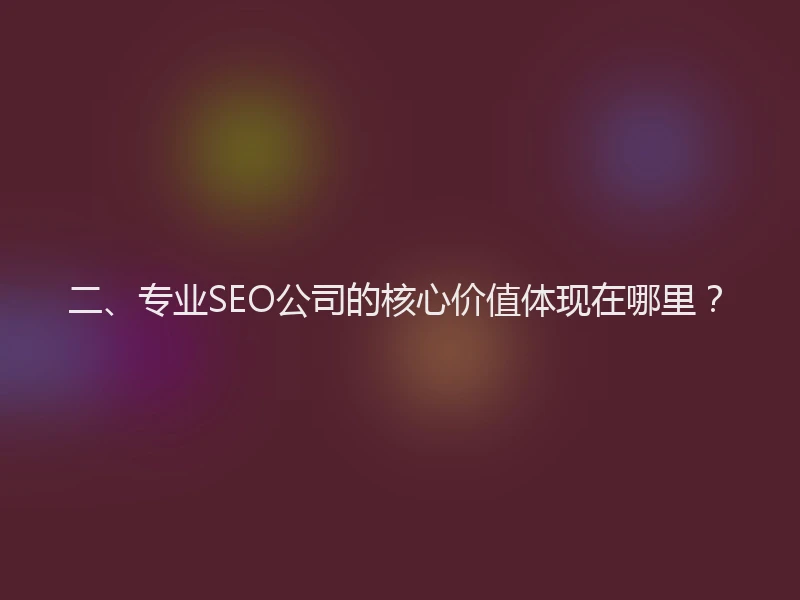 二、专业SEO公司的核心价值体现在哪里？