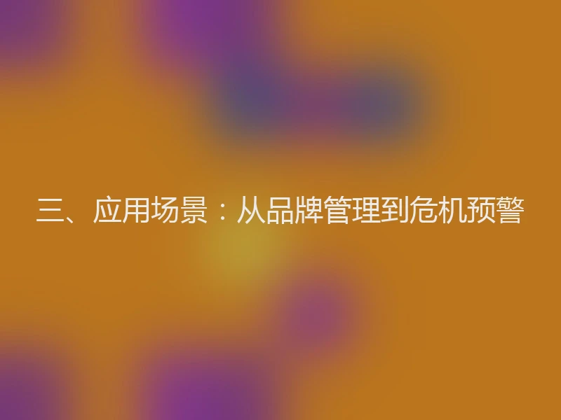 三、应用场景：从品牌管理到危机预警