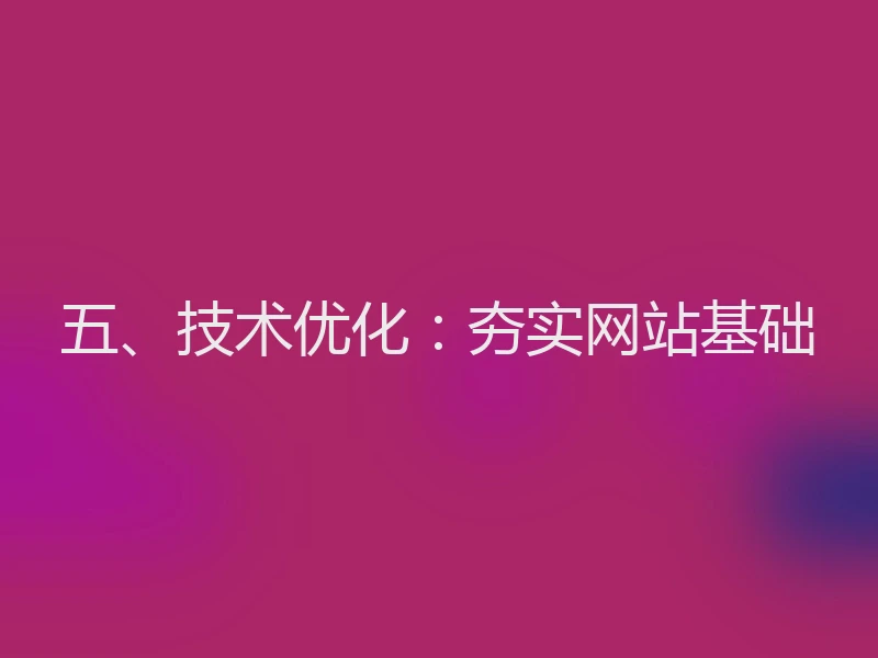五、技术优化：夯实网站基础