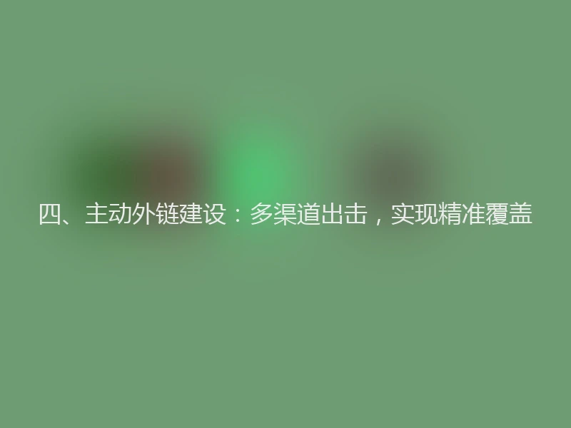 四、主动外链建设：多渠道出击，实现精准覆盖