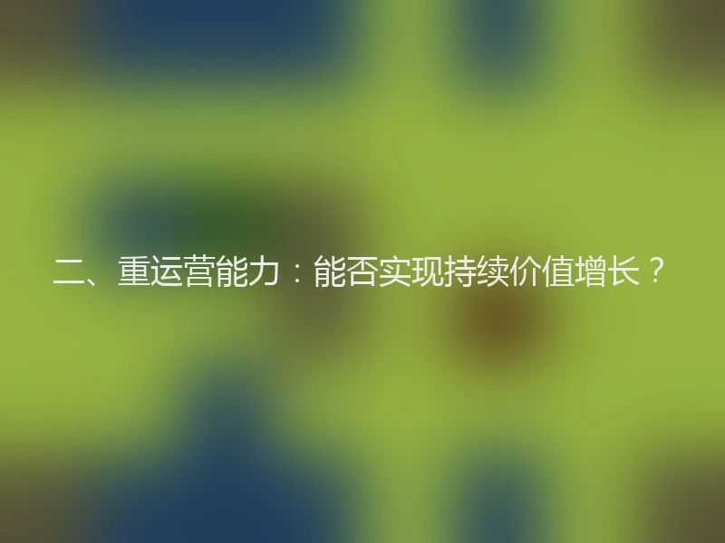 二、重运营能力:能否实现持续价值增长?