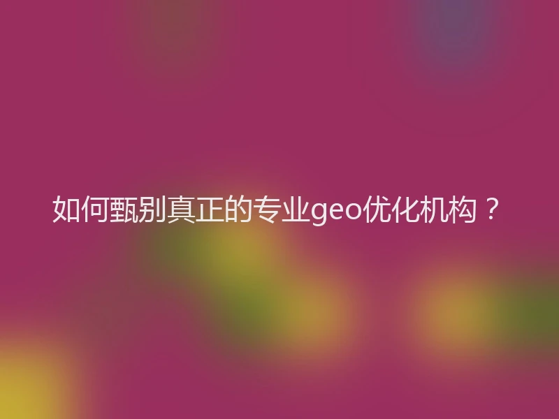 如何甄别真正的专业geo优化机构？