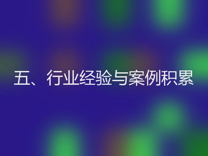 五、行业经验与案例积累