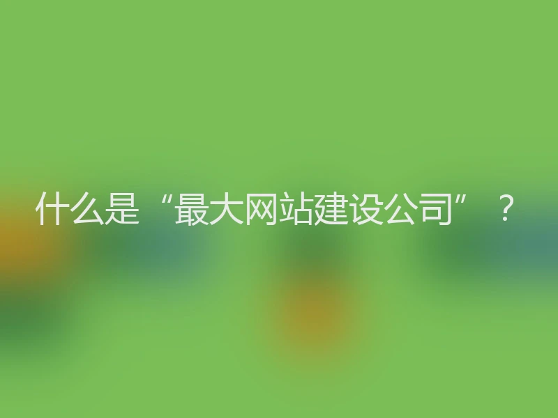 什么是“最大网站建设公司”?