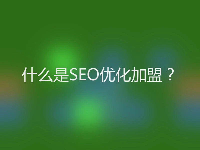 什么是SEO优化加盟？