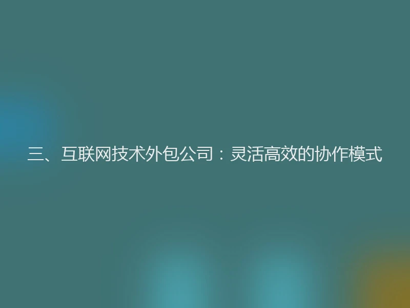 三、互联网技术外包公司:灵活高效的协作模式