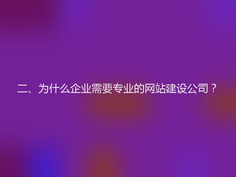 二、为什么企业需要专业的网站建设公司？