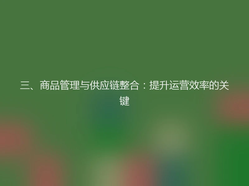三、商品管理与供应链整合：提升运营效率的关键