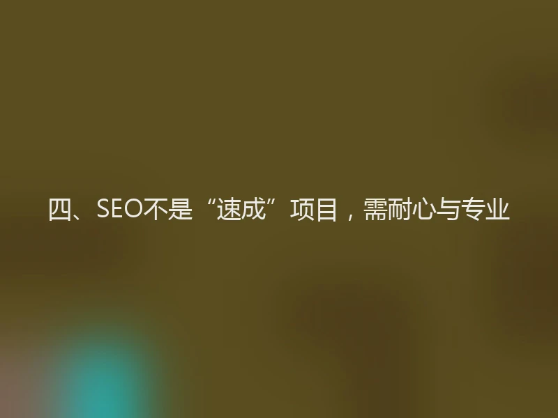 四、SEO不是“速成”项目，需耐心与专业