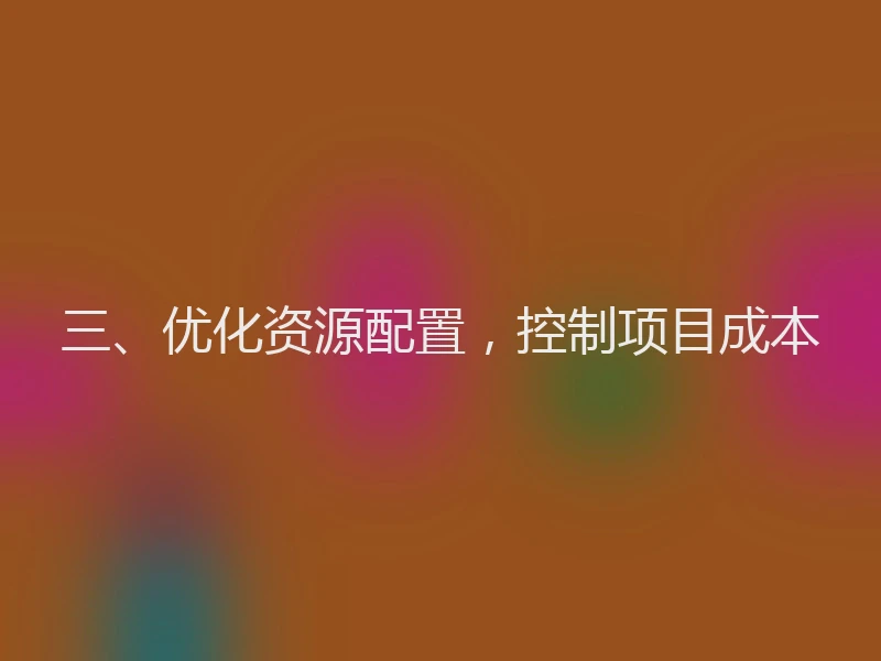 三、优化资源配置,控制项目成本