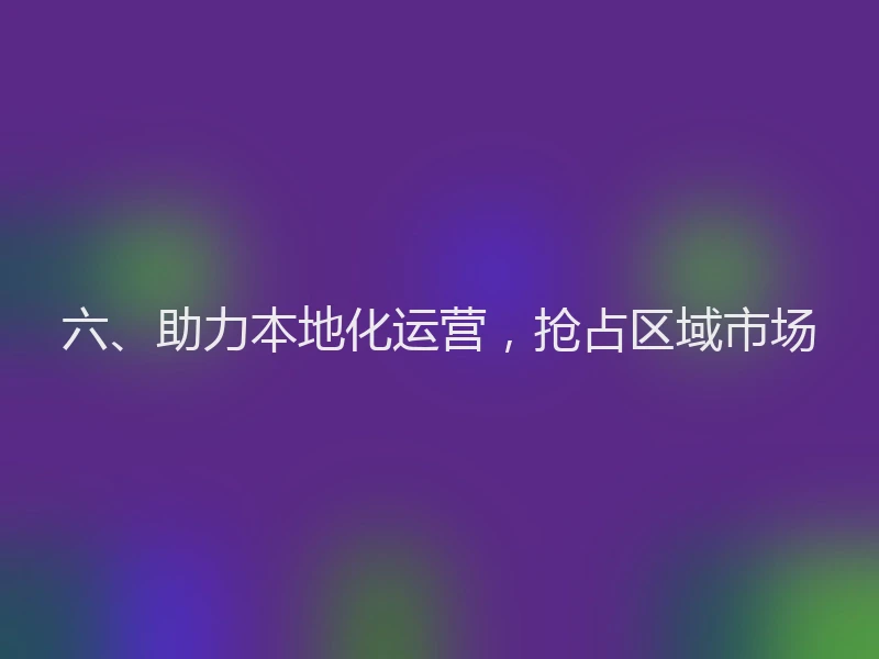 六、助力本地化运营，抢占区域市场
