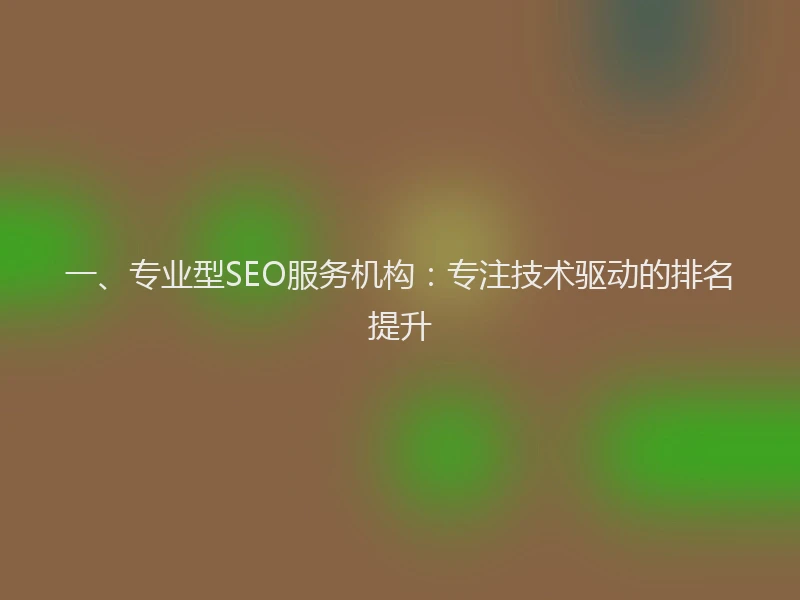 一、专业型SEO服务机构：专注技术驱动的排名提升