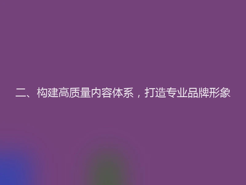 二、构建高质量内容体系，打造专业品牌形象