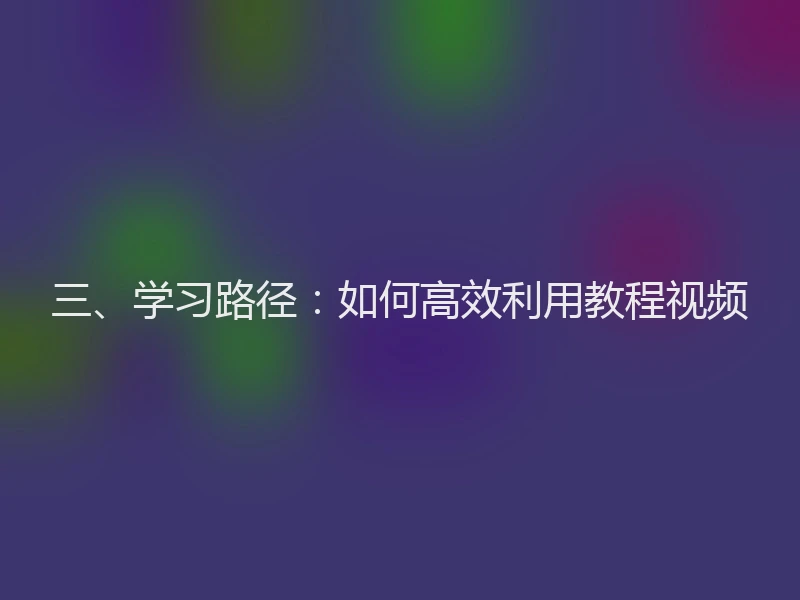 三、学习路径：如何高效利用教程视频