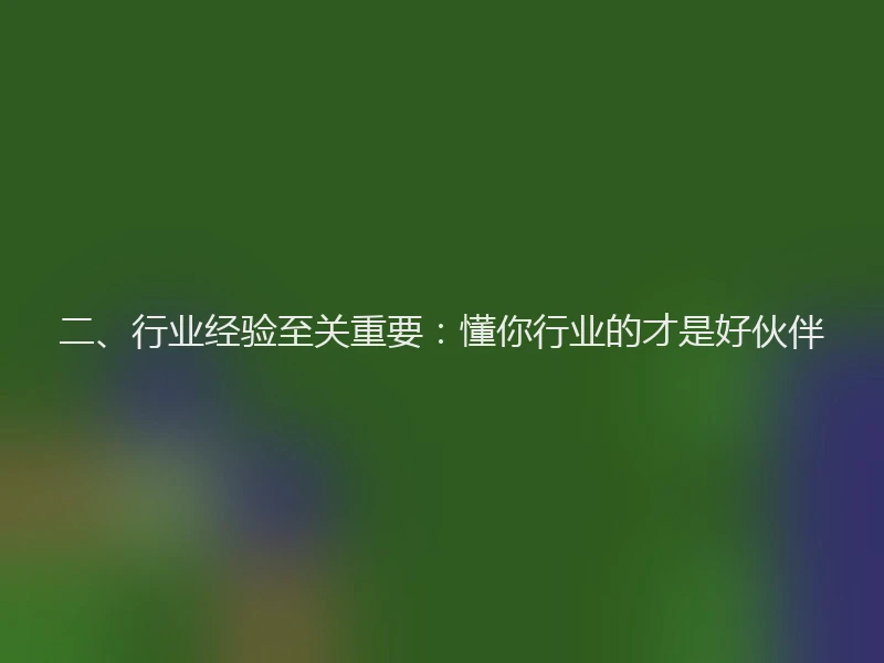 二、行业经验至关重要：懂你行业的才是好伙伴