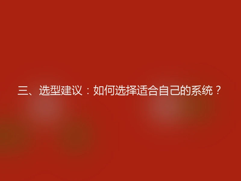 三、选型建议：如何选择适合自己的系统？