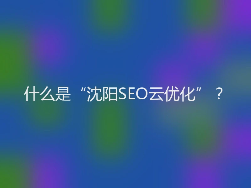 什么是“沈阳SEO云优化”？