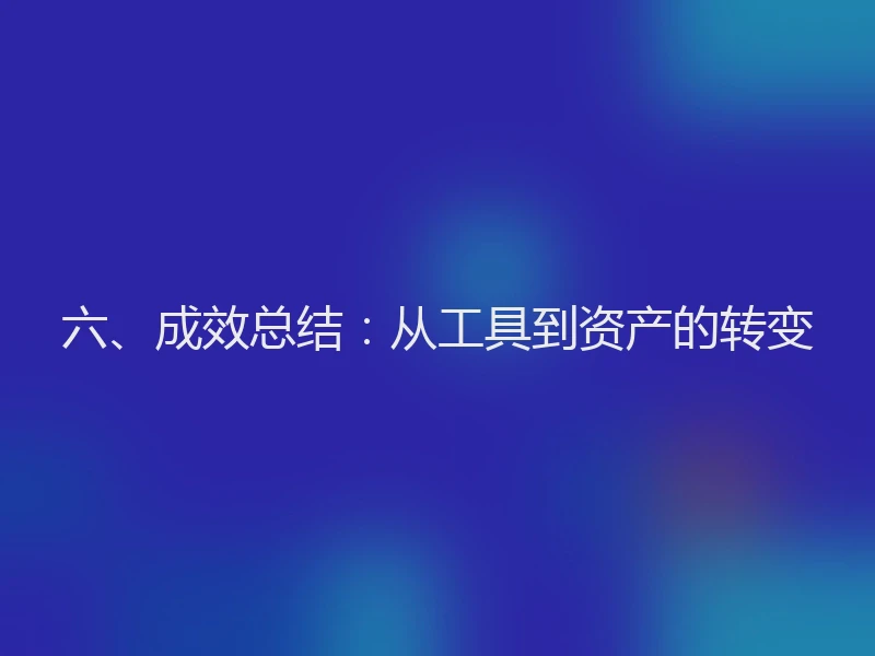 六、成效总结：从工具到资产的转变