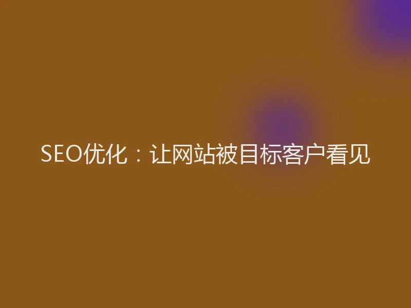 SEO优化：让网站被目标客户看见