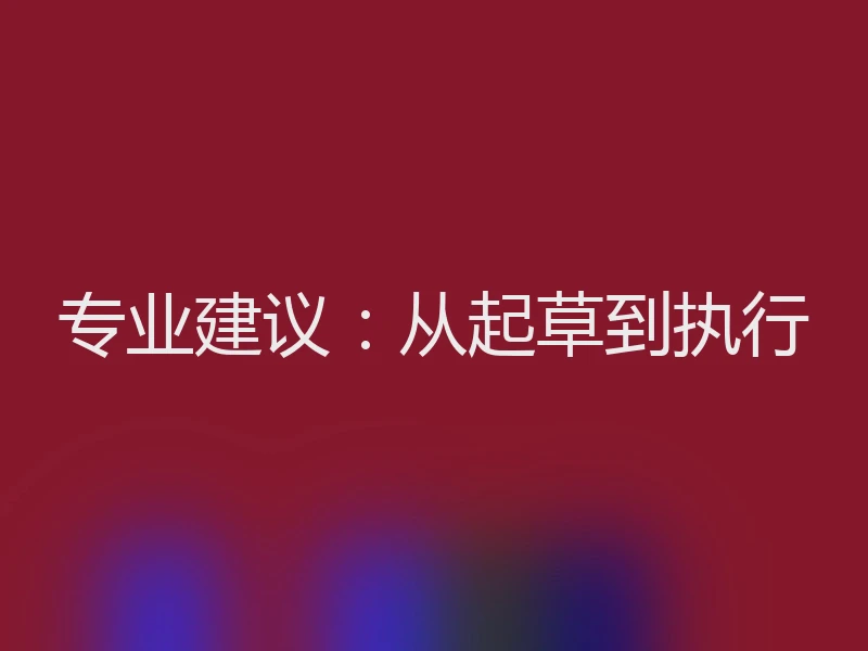 专业建议：从起草到执行