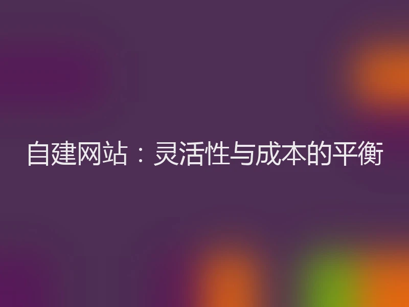 自建网站:灵活性与成本的平衡