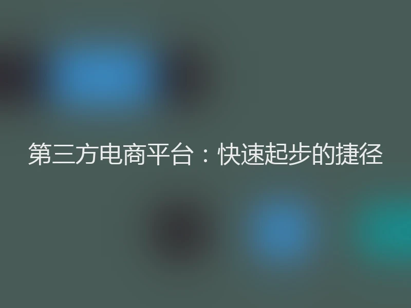 第三方电商平台:快速起步的捷径