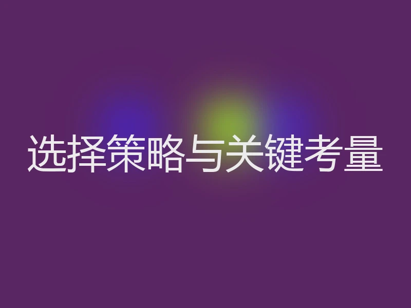 选择策略与关键考量