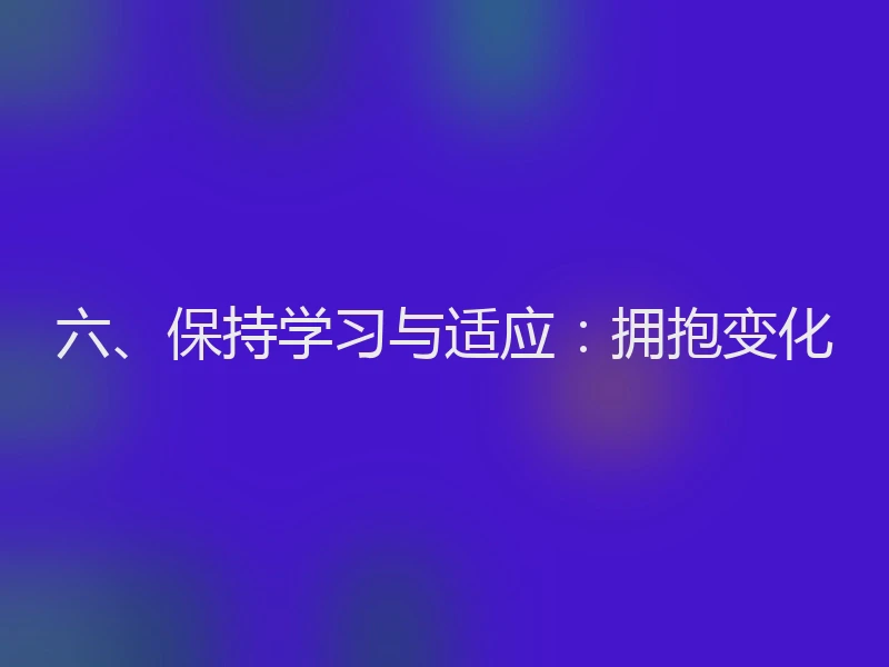 六、保持学习与适应：拥抱变化