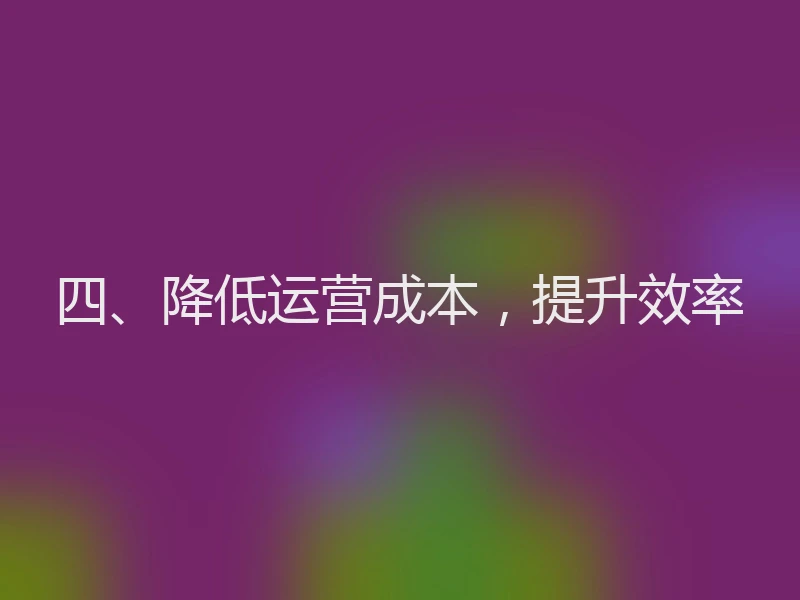 四、降低运营成本，提升效率