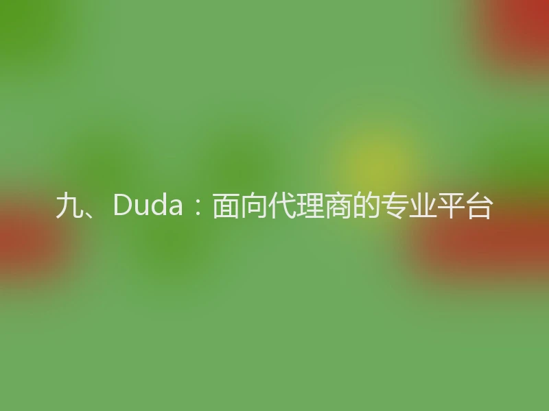 九、Duda：面向代理商的专业平台