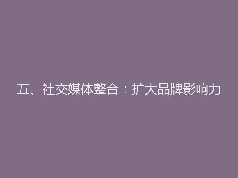 五、社交媒体整合：扩大品牌影响力