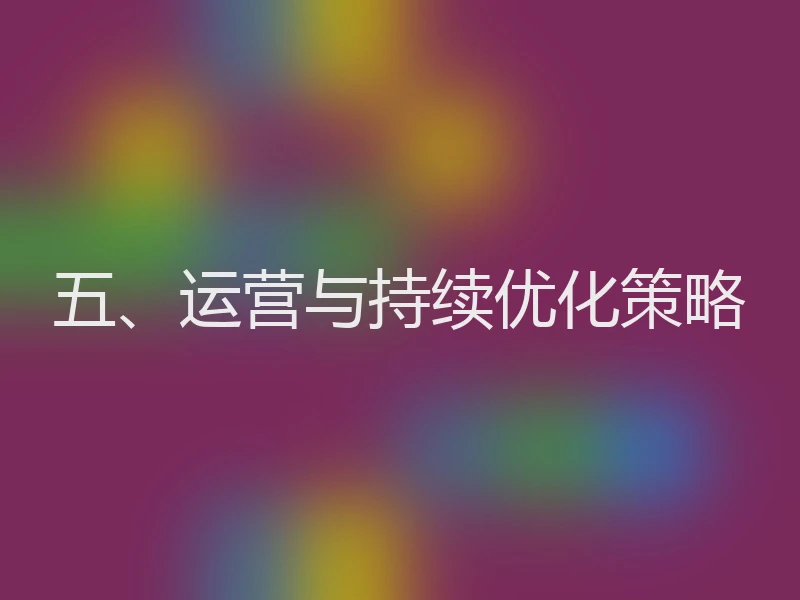 五、运营与持续优化策略