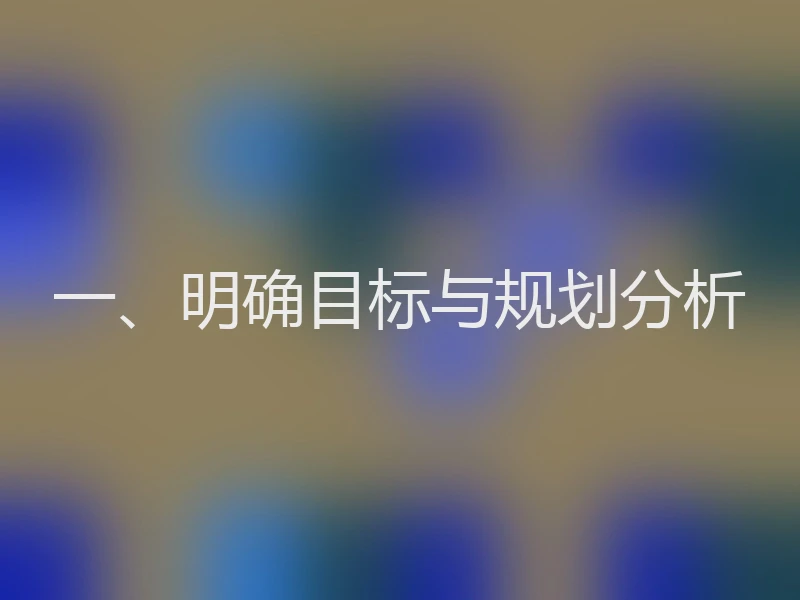 一、明确目标与规划分析