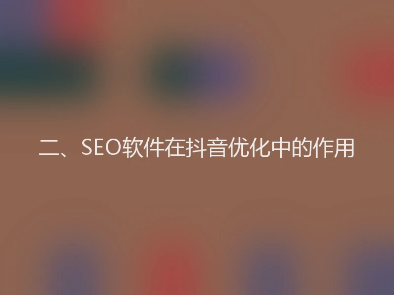 二、SEO软件在抖音优化中的作用