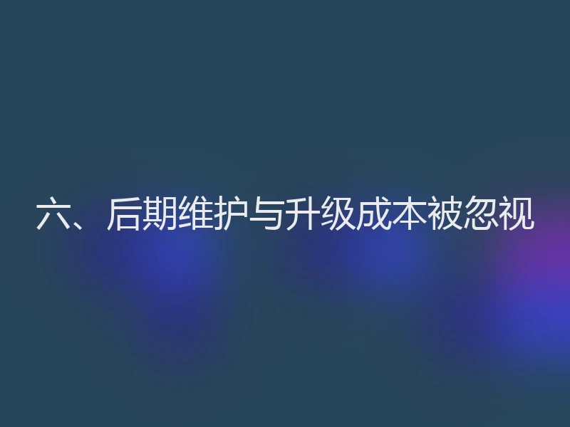 六、后期维护与升级成本被忽视