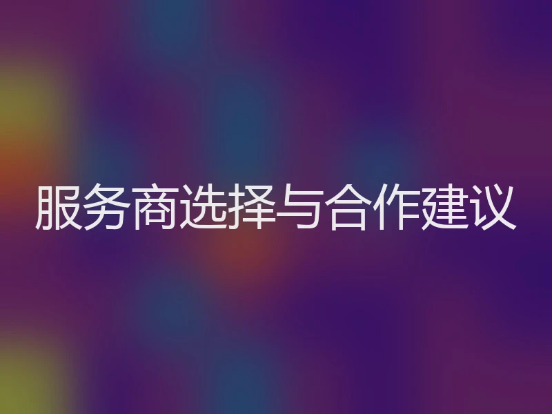 服务商选择与合作建议