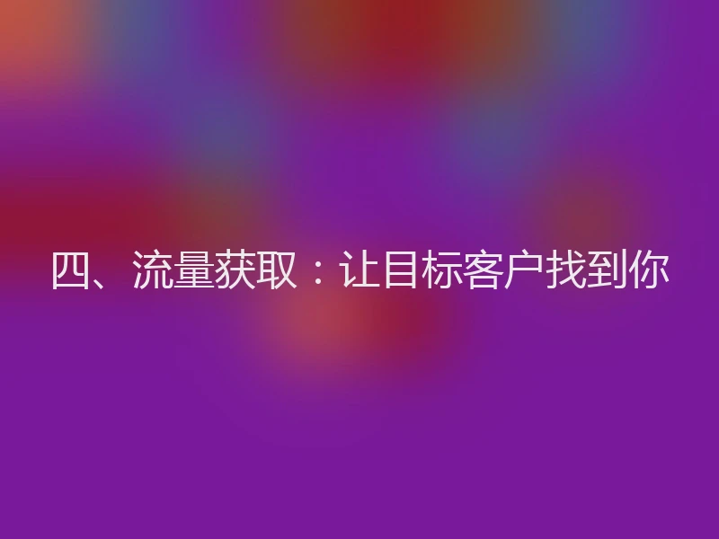 四、流量获取:让目标客户找到你