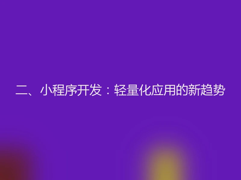 二、小程序开发：轻量化应用的新趋势