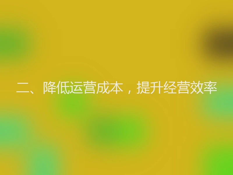 二、降低运营成本,提升经营效率