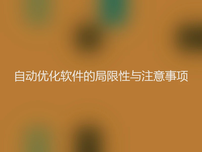 自动优化软件的局限性与注意事项