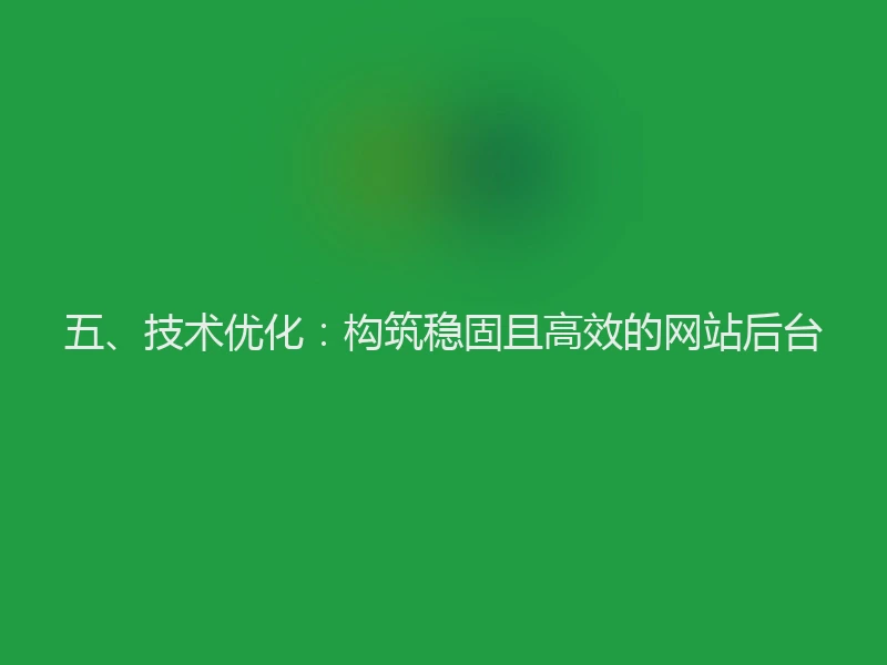 五、技术优化：构筑稳固且高效的网站后台