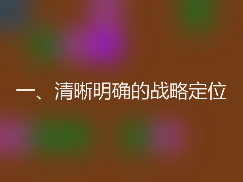 一、清晰明确的战略定位
