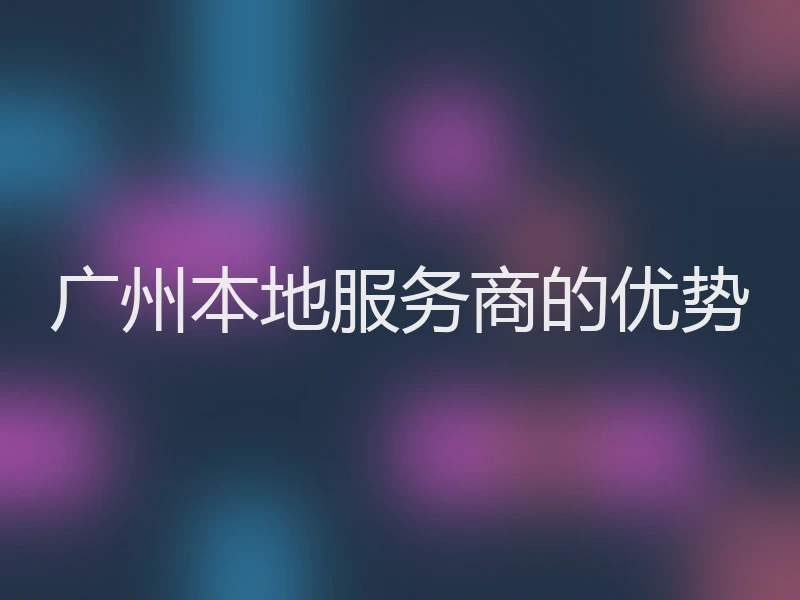 广州本地服务商的优势