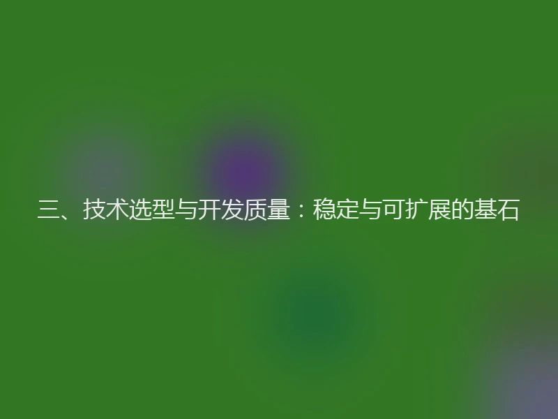 三、技术选型与开发质量:稳定与可扩展的基石