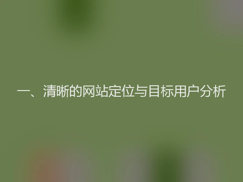 一、清晰的网站定位与目标用户分析