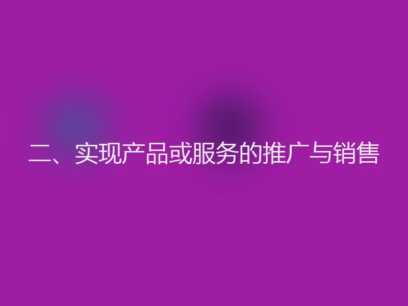 二、实现产品或服务的推广与销售