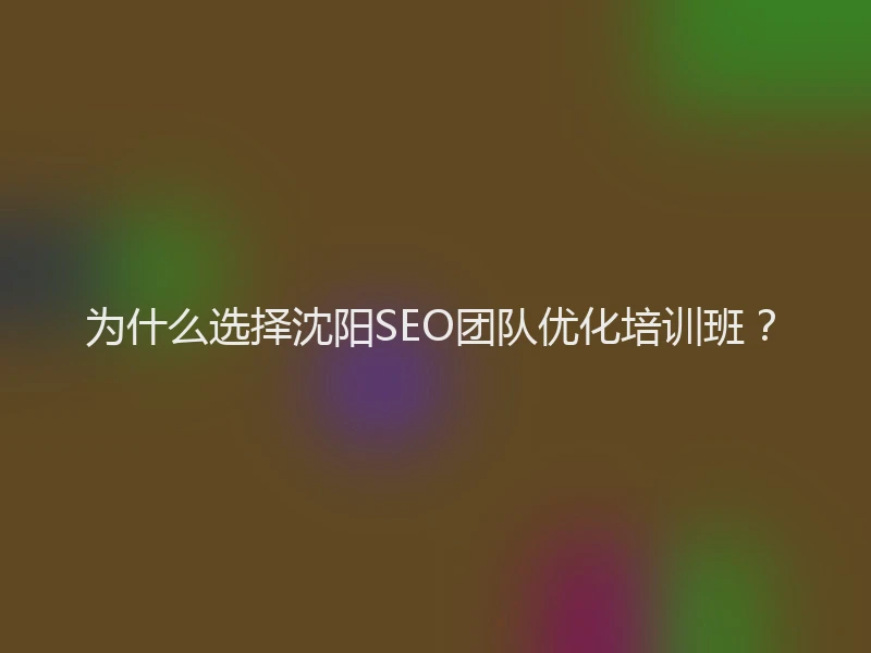 为什么选择沈阳SEO团队优化培训班？