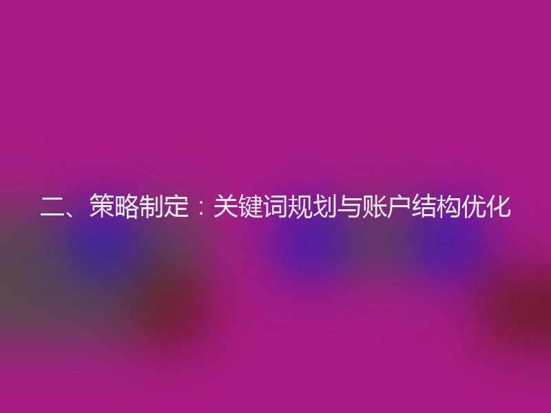二、策略制定：关键词规划与账户结构优化