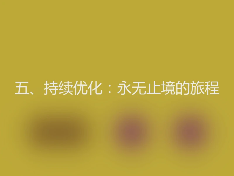 五、持续优化：永无止境的旅程