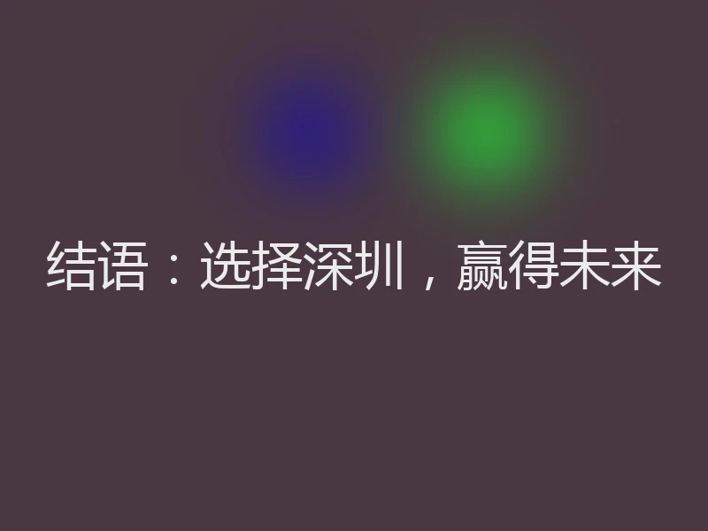 结语:选择深圳,赢得未来